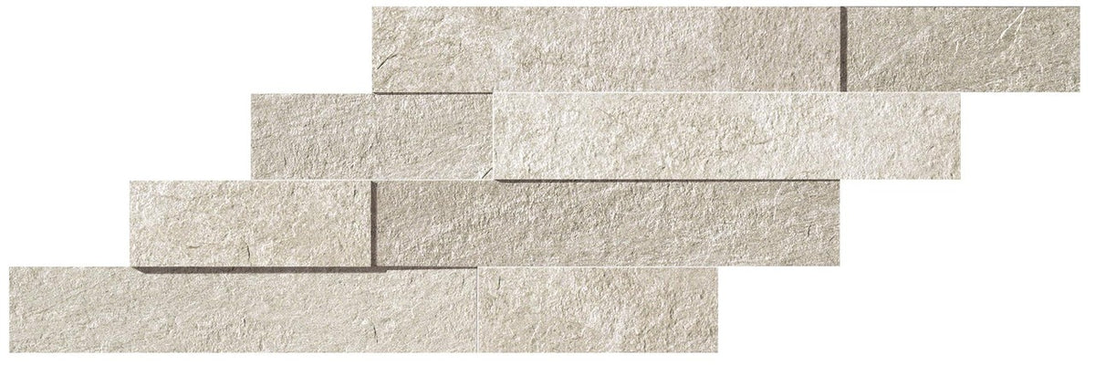 Parement carrelage effet Pierre 3D Quartzite Gris Crème 59x29x0,95 cm Teravio