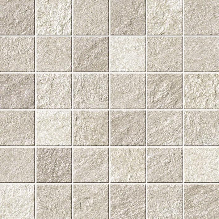 Mosaïque effet Pierre Quartzite Gris Crème 4,8x4,8 cm Quadra 30x30x0,9 cm Mat Teravio - Sol et mur intérieur