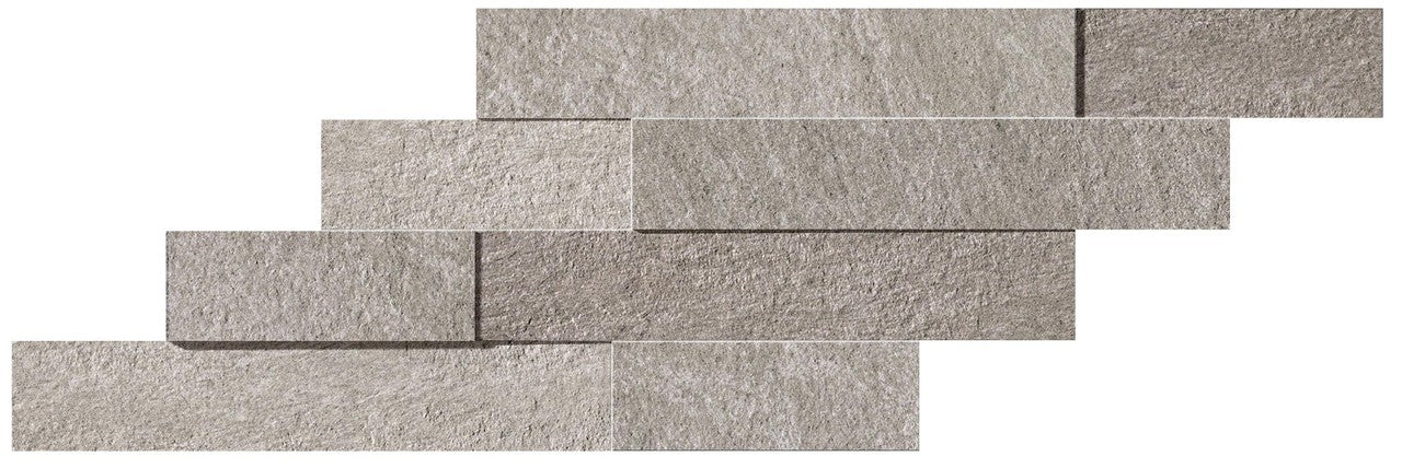 Parement carrelage effet Pierre 3D Quartzite Gris Silver 59x29x0,95 cm Teravio