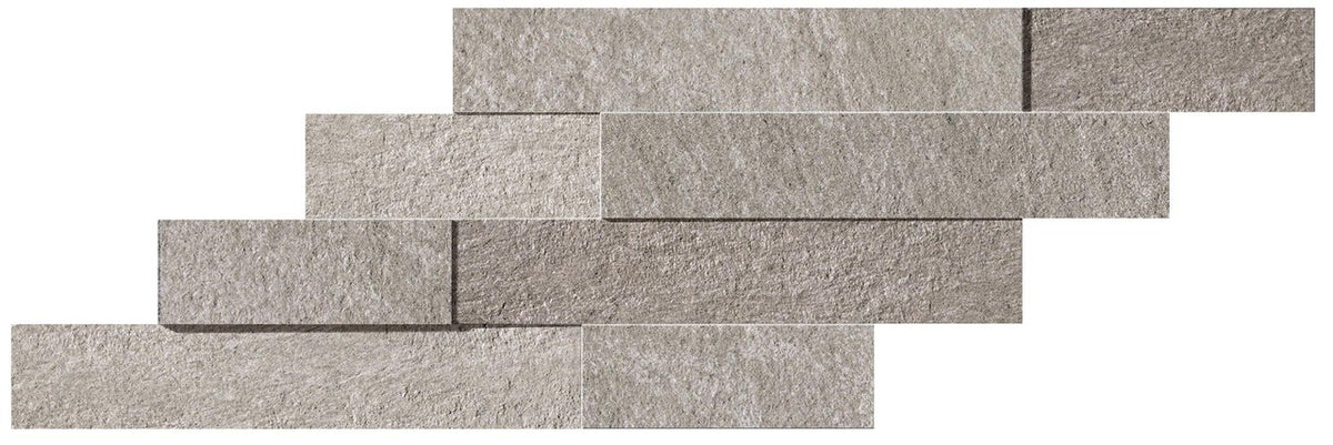 Parement carrelage effet Pierre 3D Quartzite Gris Silver 59x29x0,95 cm Teravio