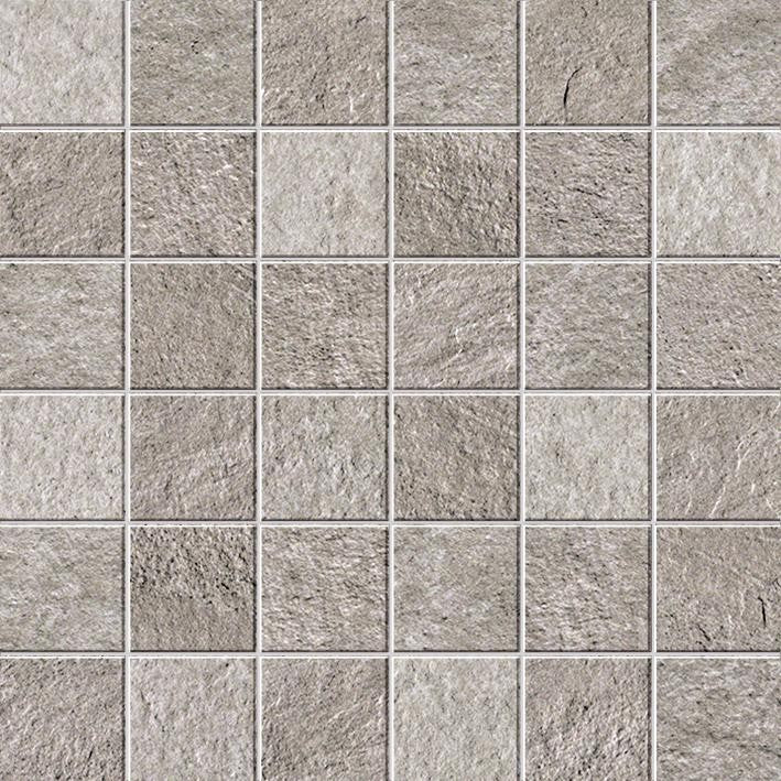 Mosaïque effet Pierre Quartzite Gris Silver 4,8x4,8 cm Quadra 30x30x0,9 cm Mat Teravio - Sol et mur intérieur