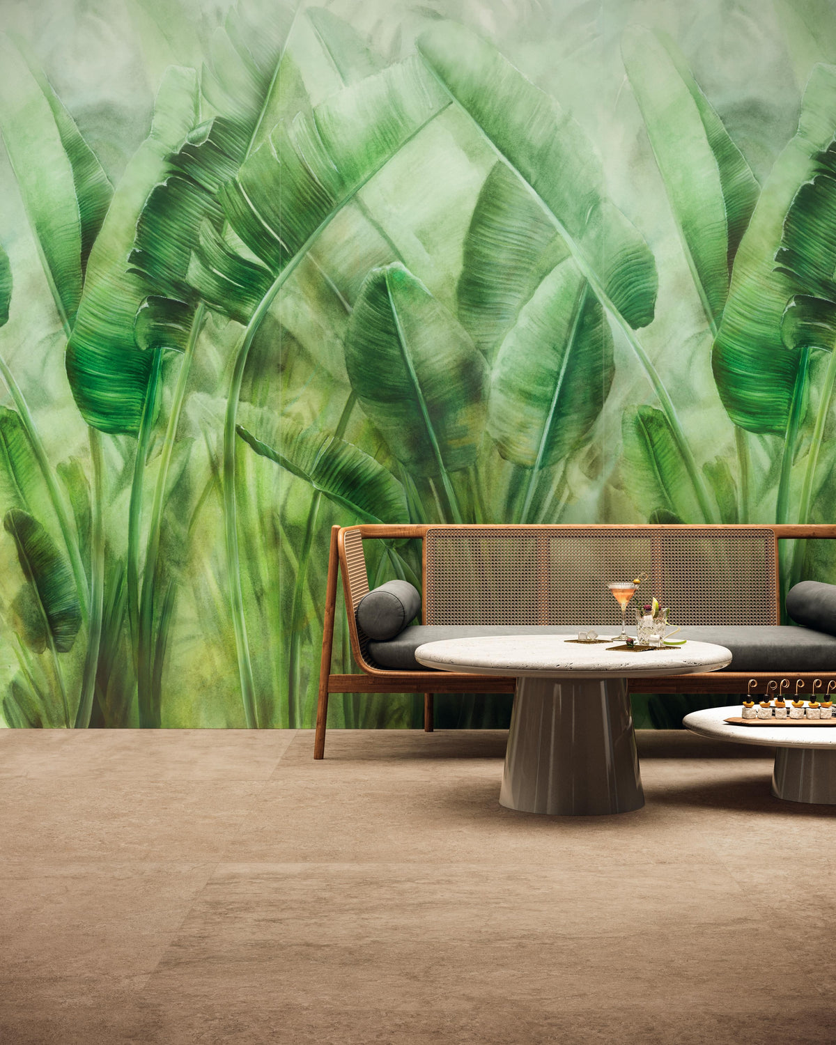 Carrelage effet Béton Vert Jungle Modèle B 278x120x0,6 cm Mat Vetrano - Mur intérieur