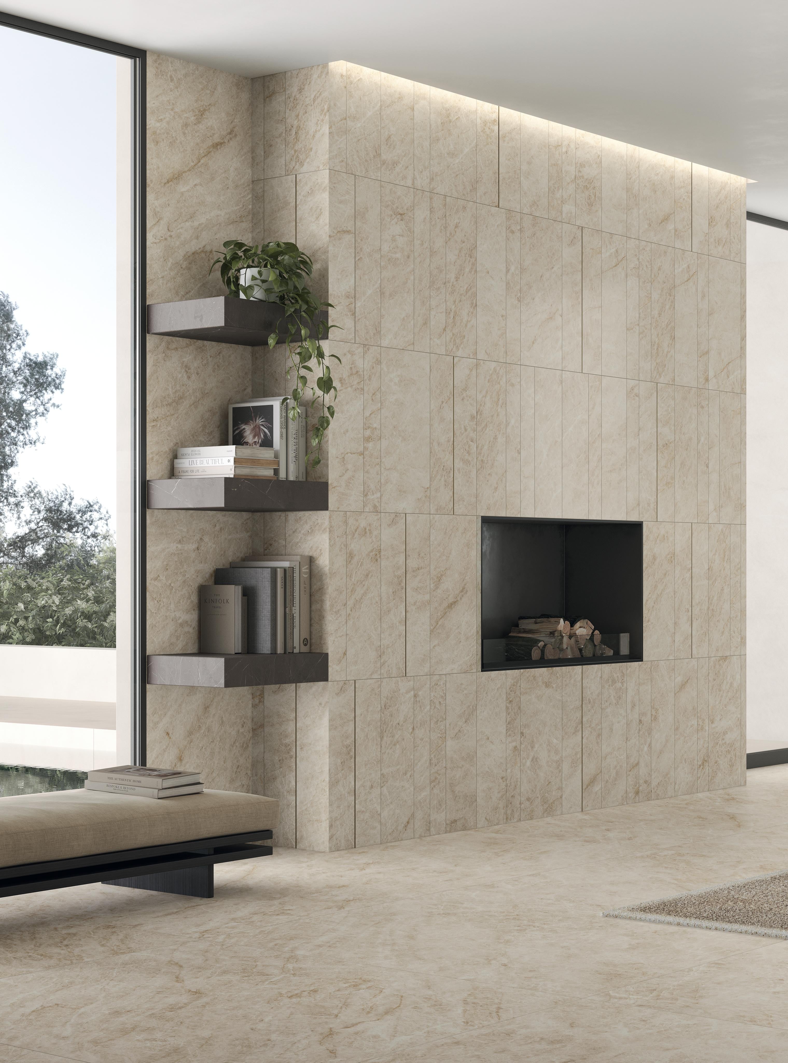 Carrelage effet Marbre Gris Celeste Ridge 118,2x59,5x0,9 cm Velours Sorvella - Mur intérieur