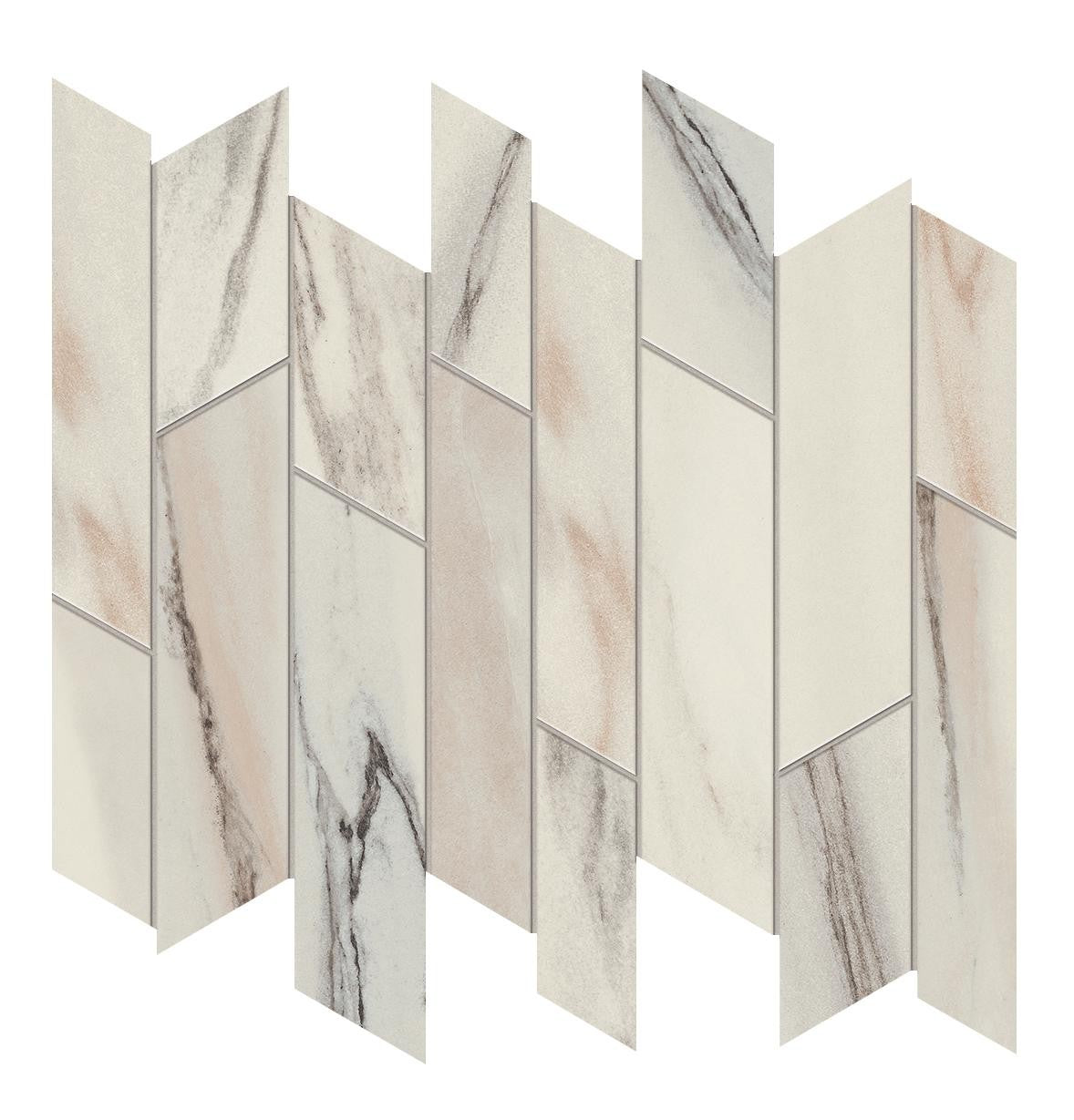 Mosaïque effet Marbre Blanc Aurora Para 31,8x26,1x0,9 cm Brillant Magnaro - Mur intérieur