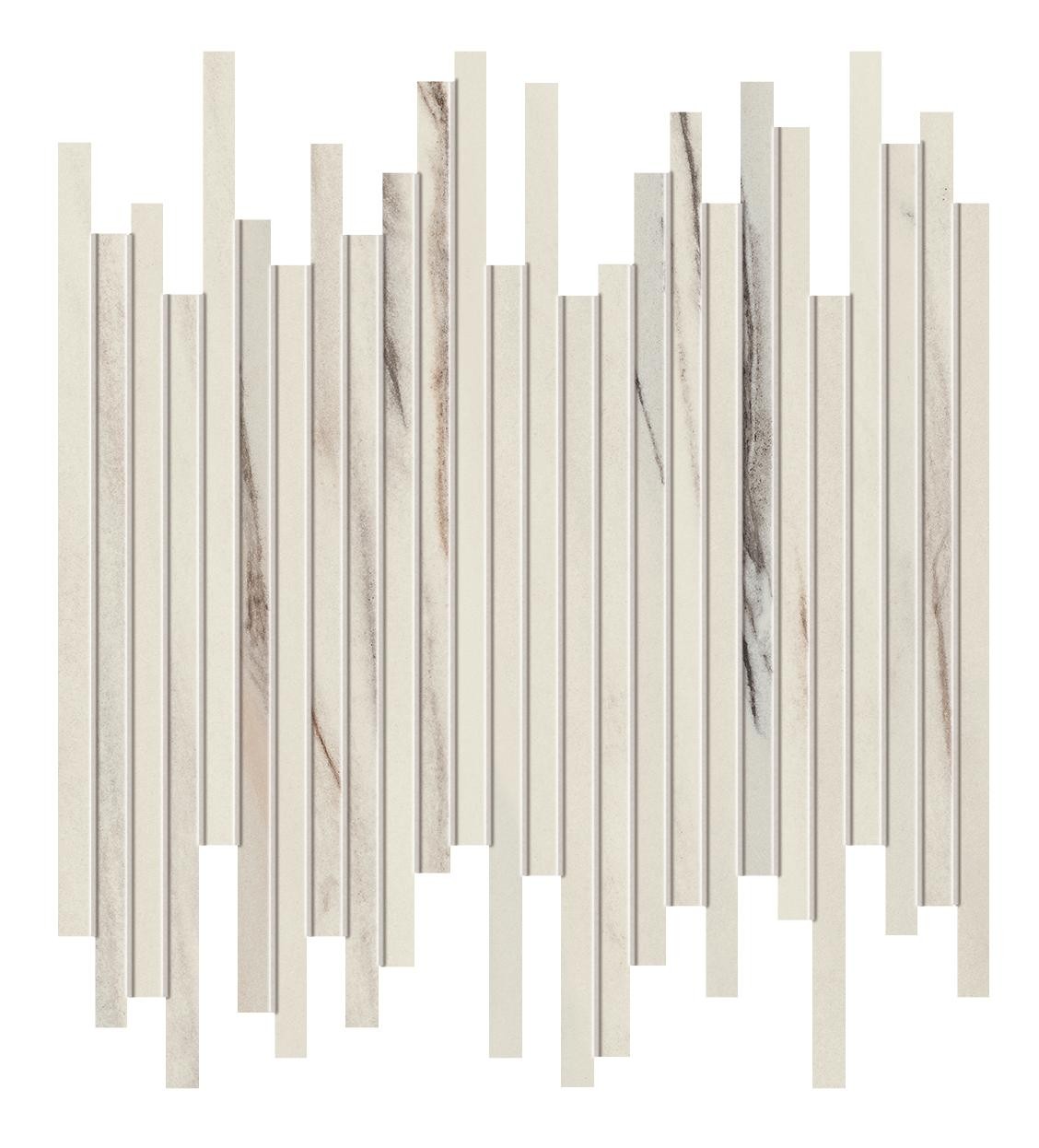 Mosaïque effet Marbre Blanc Aurora Riga 30,5x26x0,6 cm Brillant Magnaro - Mur intérieur