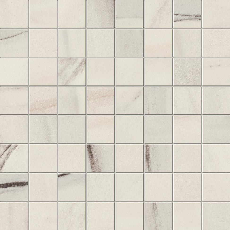 Mosaïque effet Marbre Blanc Aurora 3,5x3,5 cm Quadra 30x30x0,9 cm Mat Magnaro - Sol et mur intérieur