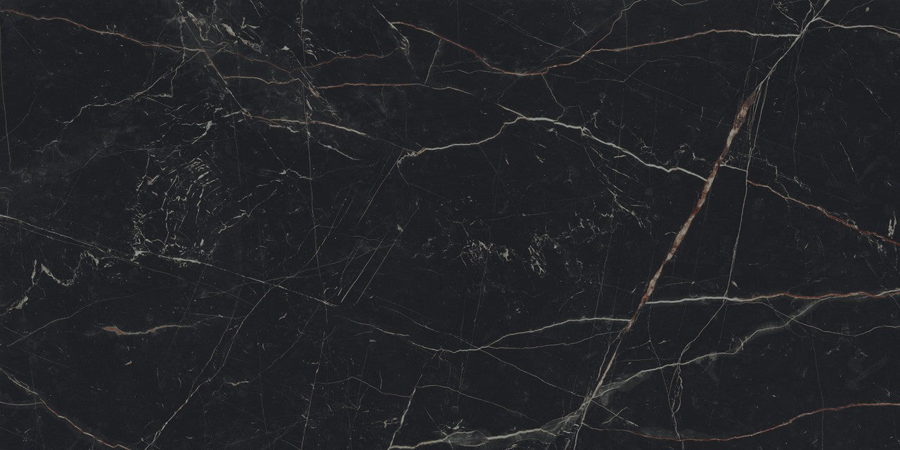 Carrelage effet Marbre Noir Scuro 120x60x0,9 cm Brillant Magnaro - Sol et mur intérieur