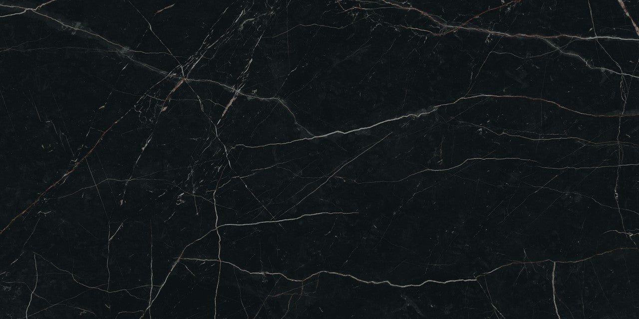 Carrelage effet Marbre Noir Scuro 150x75x0,9 cm Brillant Magnaro - Sol et mur intérieur