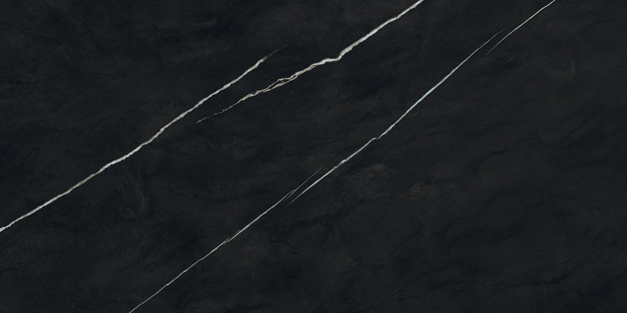 Carrelage effet Marbre Noir Impérial 120x60x0,6 cm Brillant Orsiano - Sol et mur intérieur