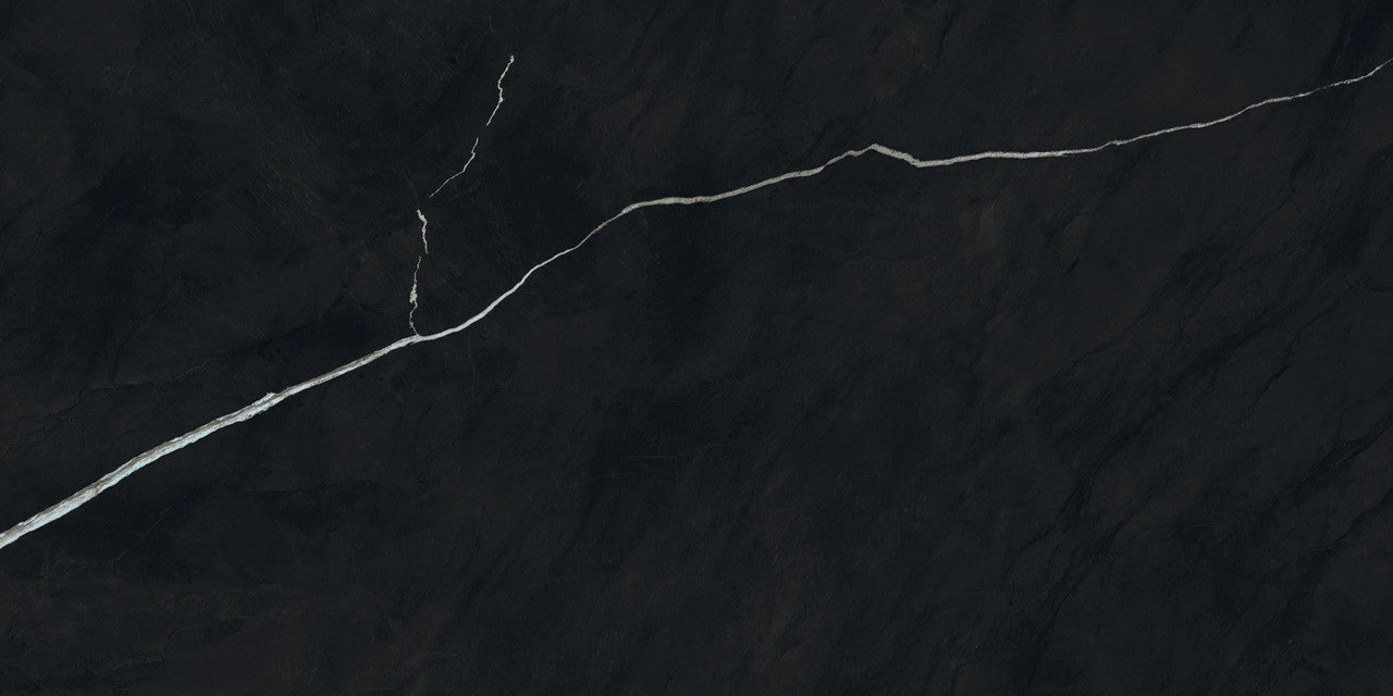 Carrelage effet Marbre Noir Impérial 120x60x0,6 cm Brillant Orsiano - Sol et mur intérieur