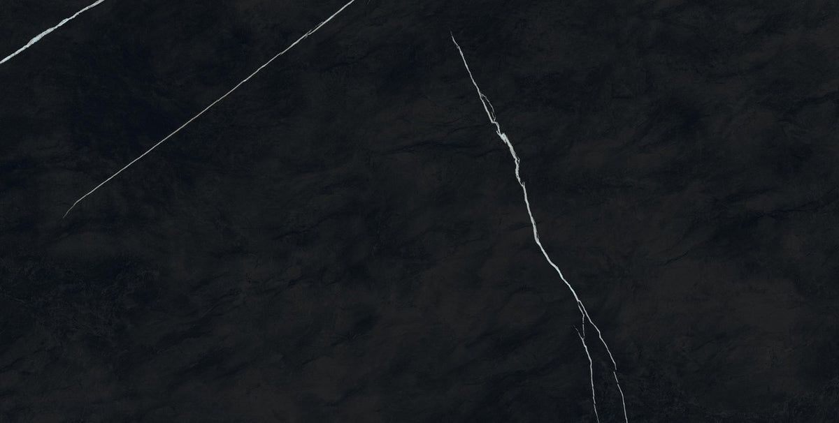 Carrelage effet Marbre Noir Impérial 150x75x0,9 cm Brillant Orsiano - Sol et mur intérieur