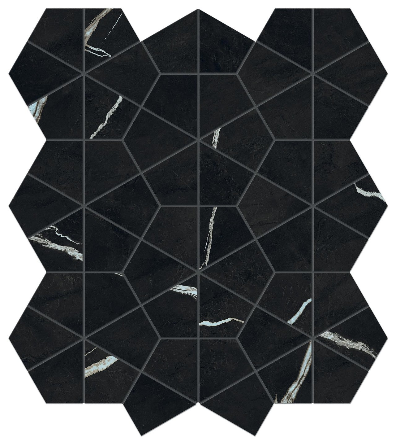 Mosaïque effet Marbre Noir Impérial Hexa 46,6x40,3x0,9 cm Brillant Orsiano - Mur intérieur