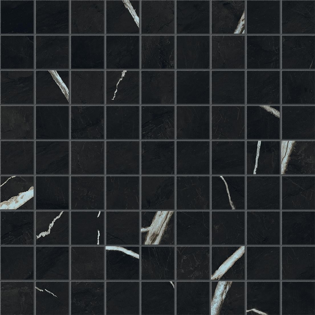 Mosaïque effet Marbre Noir Impérial 3,5x3,5 cm Quadra 30x30x0,9 cm Mat Orsiano - Sol et mur intérieur