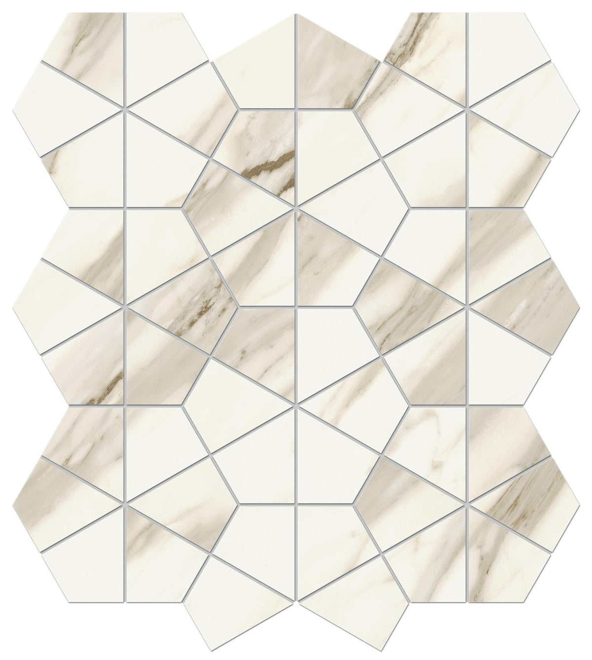 Mosaïque effet Marbre Blanc Calacatta Sublime Hexa 46,6x40,3x0,9 cm Brillant Orsiano - Mur intérieur