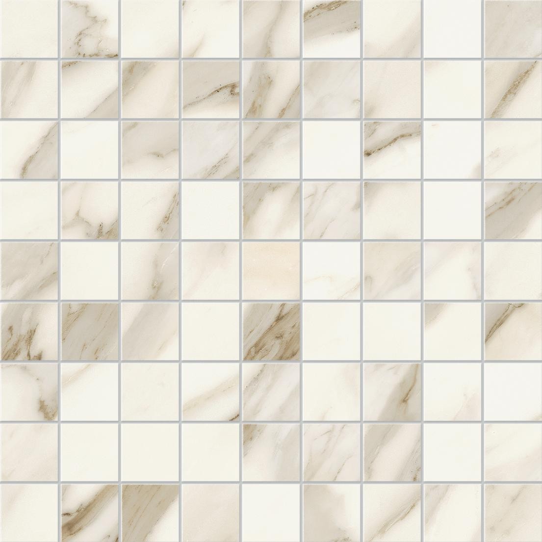 Mosaïque effet Marbre Blanc Calacatta Sublime 3,5x3,5 cm Quadra 30x30x0,9 cm Mat Orsiano - Sol et mur intérieur