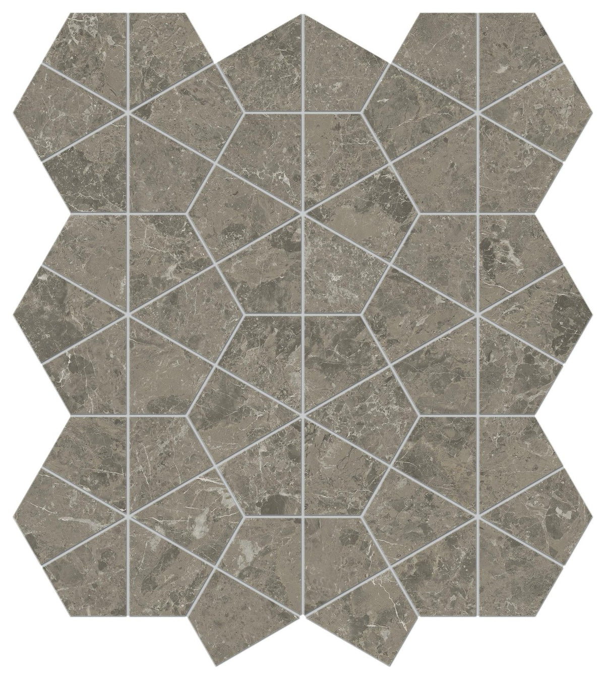 Mosaïque effet Marbre Gris Impérial Hexa 46,6x40,3x0,9 cm Brillant Orsiano - Mur intérieur