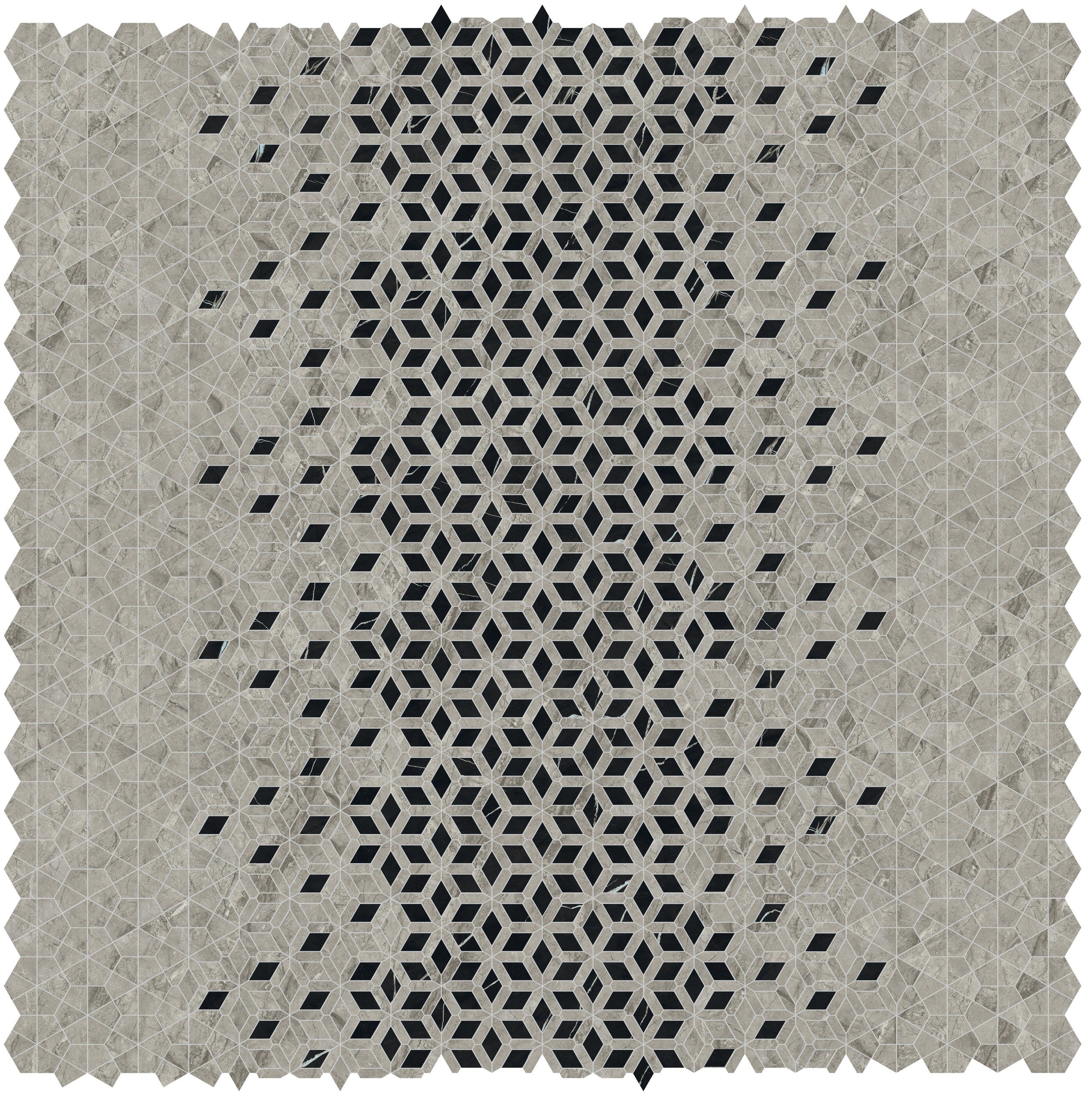 Mosaïque effet Marbre Gris Royal Optic 284,6x46,6x0,9 cm Brillant Orsiano - Mur intérieur