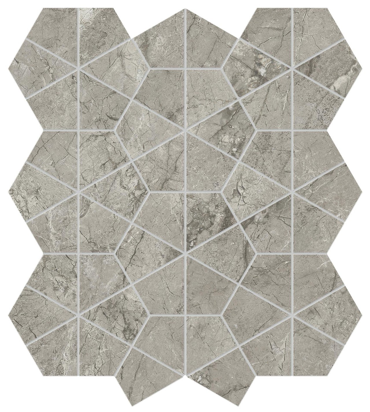 Mosaïque effet Marbre Gris Royal Hexa 46,6x40,3x0,9 cm Brillant Orsiano - Mur intérieur