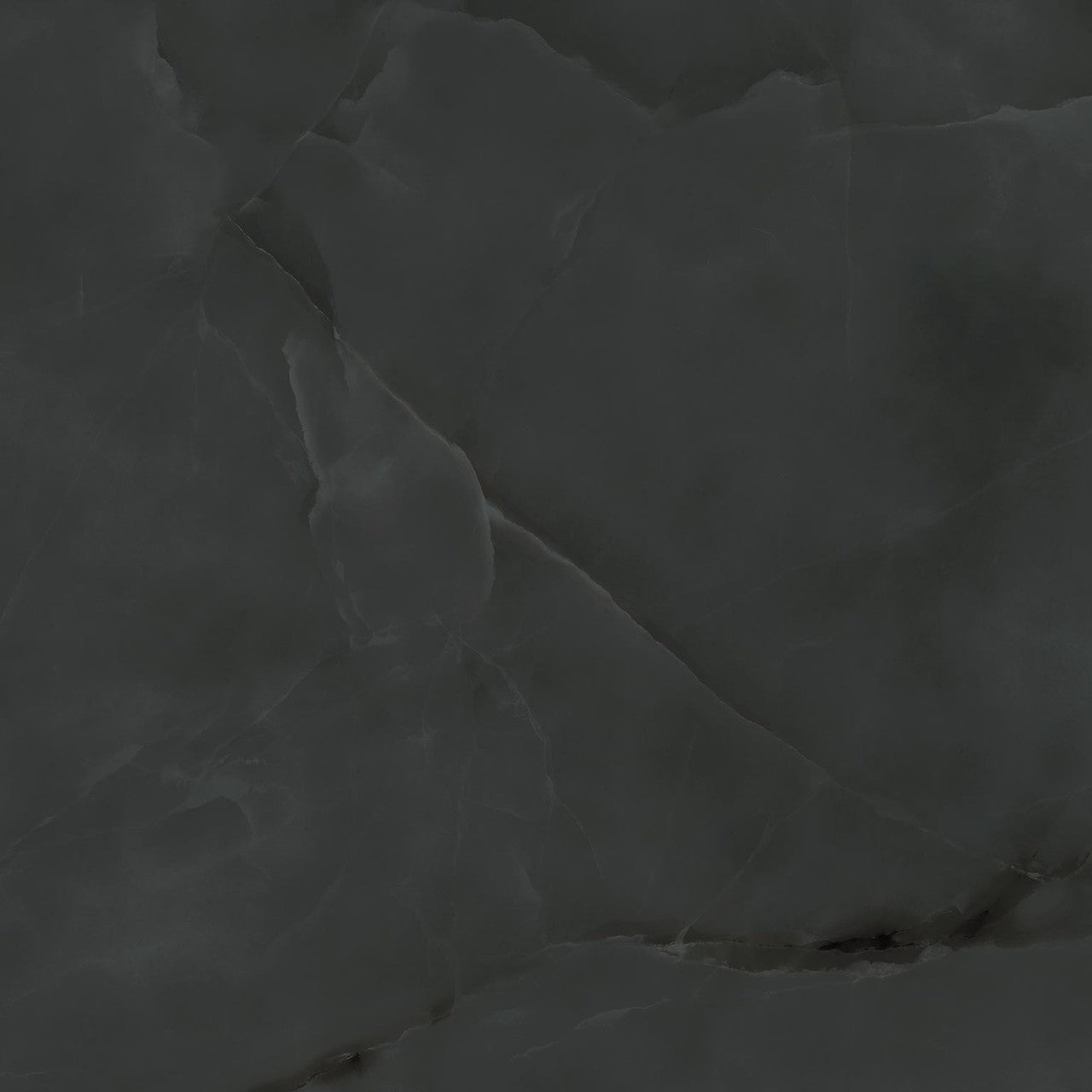Carrelage effet Onyx Noir Obsidienne 60x60x0,9 cm Brillant Nerolio - Sol et mur intérieur