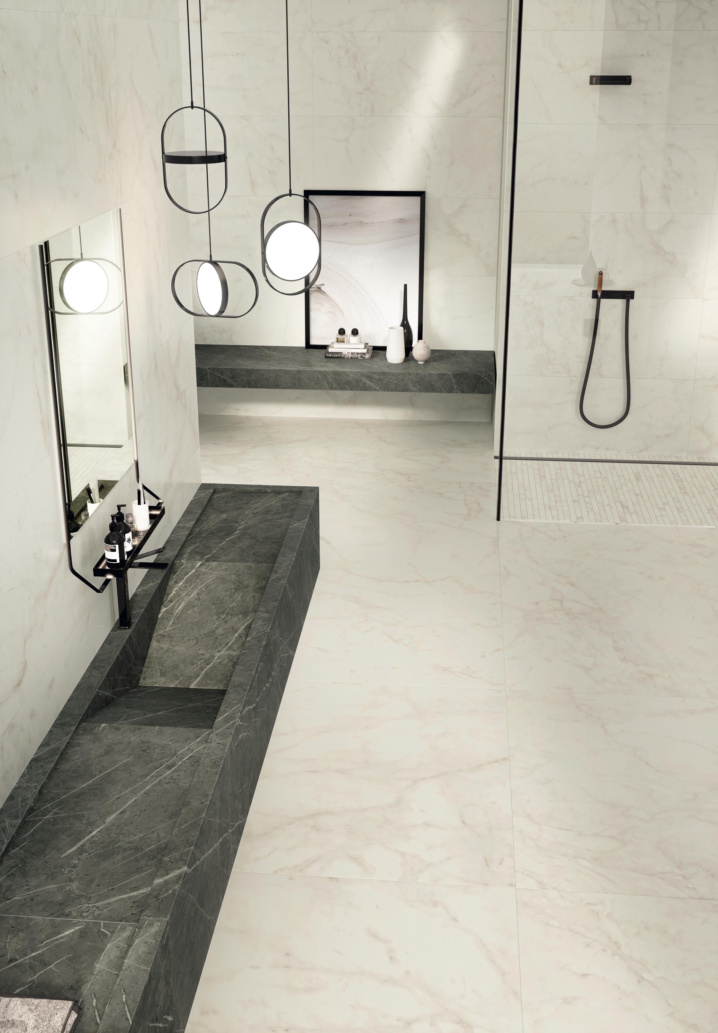 Mosaïque effet Marbre Blanc Calacatta Celeste 3,1x3,1 cm Quadra 30x30x0,9 cm Mat Faventa - Sol et mur intérieur
