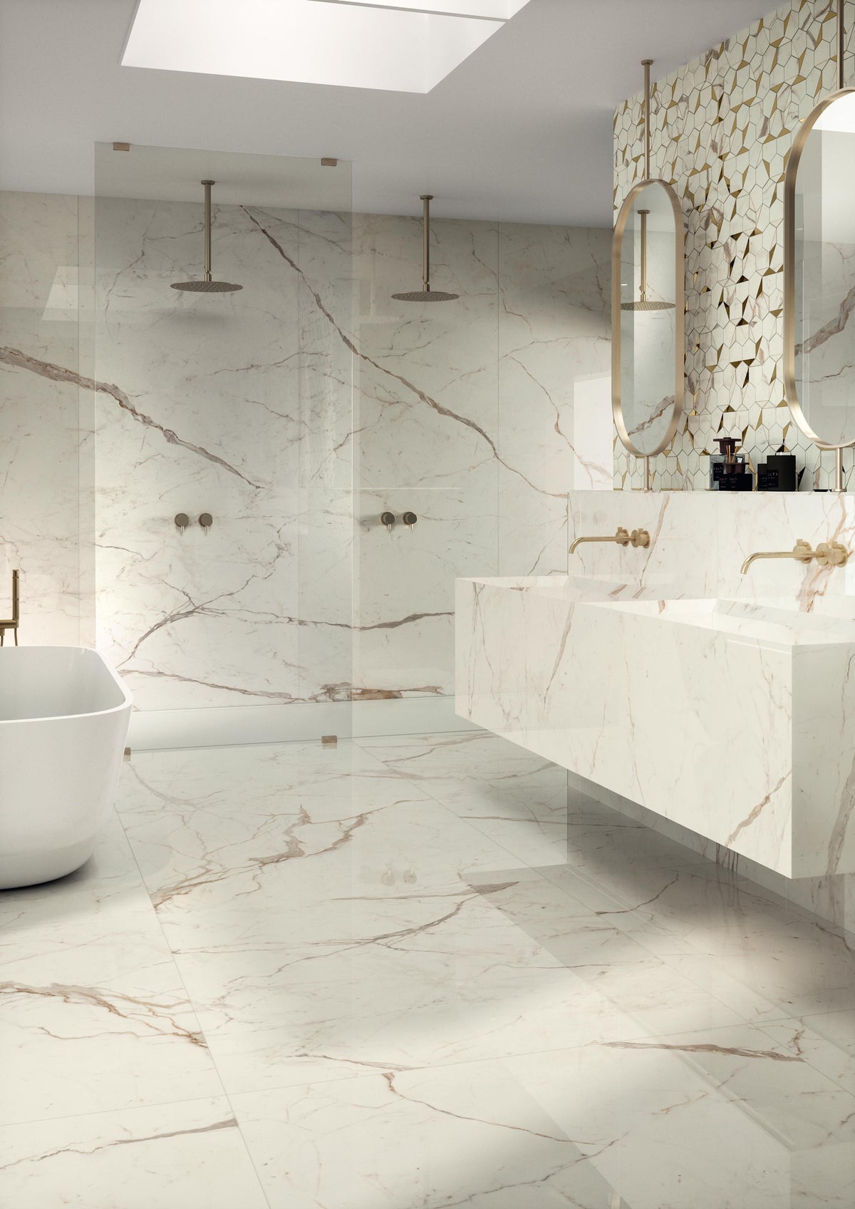 Mosaïque effet Marbre Blanc Calacatta Prima Hexa 29x25,1x0,85 cm Brillant Faventa - Mur intérieur