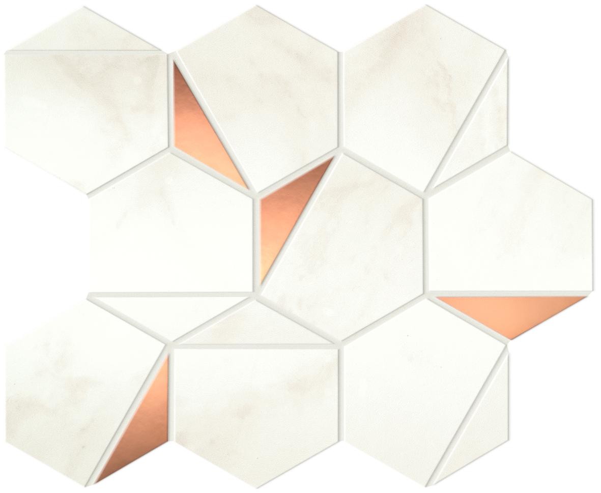 Mosaïque effet Marbre Blanc Calacatta Celeste Hexa 29x25,1x0,85 cm Brillant Faventa - Mur intérieur