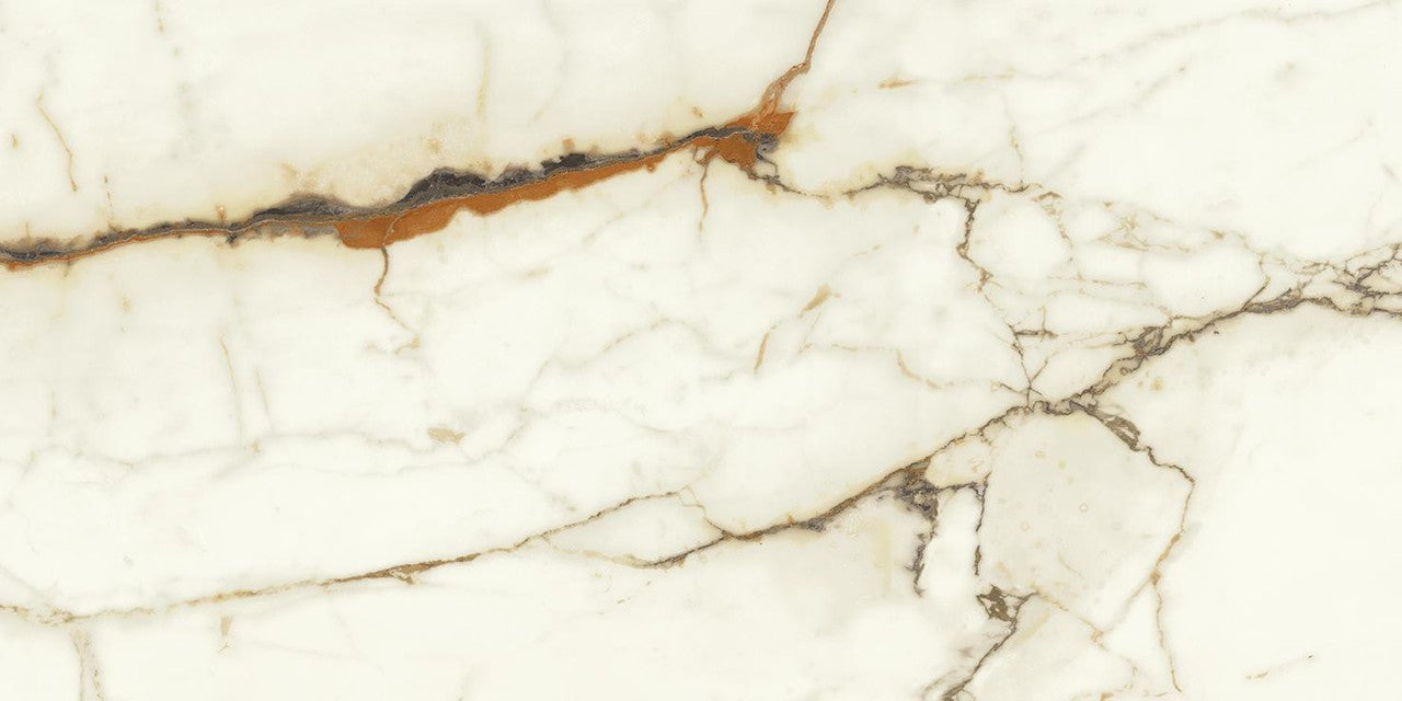 Carrelage effet Marbre Blanc Calacatta Supreme 60x30x0,9 cm Silk Faventa - Sol et mur intérieur