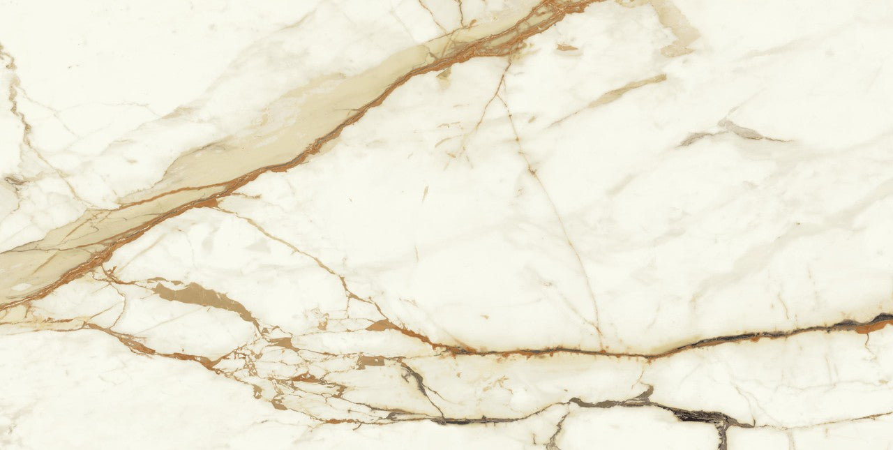 Carrelage effet Marbre Blanc Calacatta Supreme 150x75x0,9 cm Brillant Faventa - Sol et mur intérieur