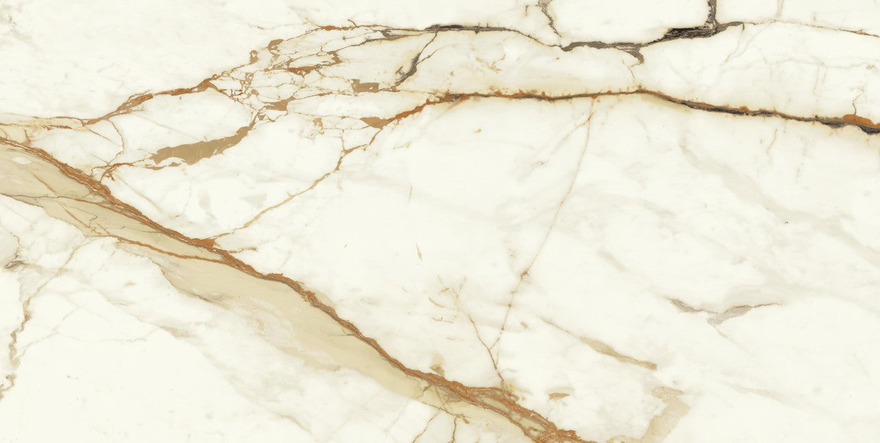 Carrelage effet Marbre Blanc Calacatta Supreme Bookmatch 150x75x0,9 cm Brillant Faventa - Sol et mur intérieur