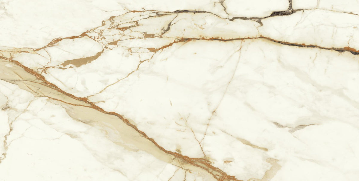 Carrelage effet Marbre Blanc Calacatta Supreme Bookmatch 150x75x0,9 cm Brillant Faventa - Sol et mur intérieur