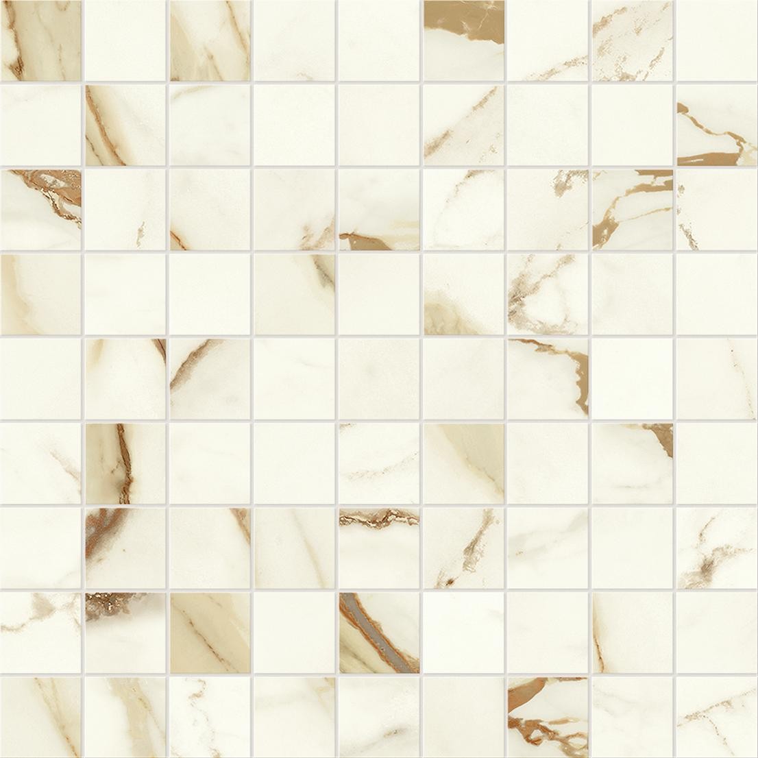 Mosaïque effet Marbre Blanc Calacatta Supreme 3,1x3,1 cm Quadra 30x30x0,9 cm Mat Faventa - Sol et mur intérieur
