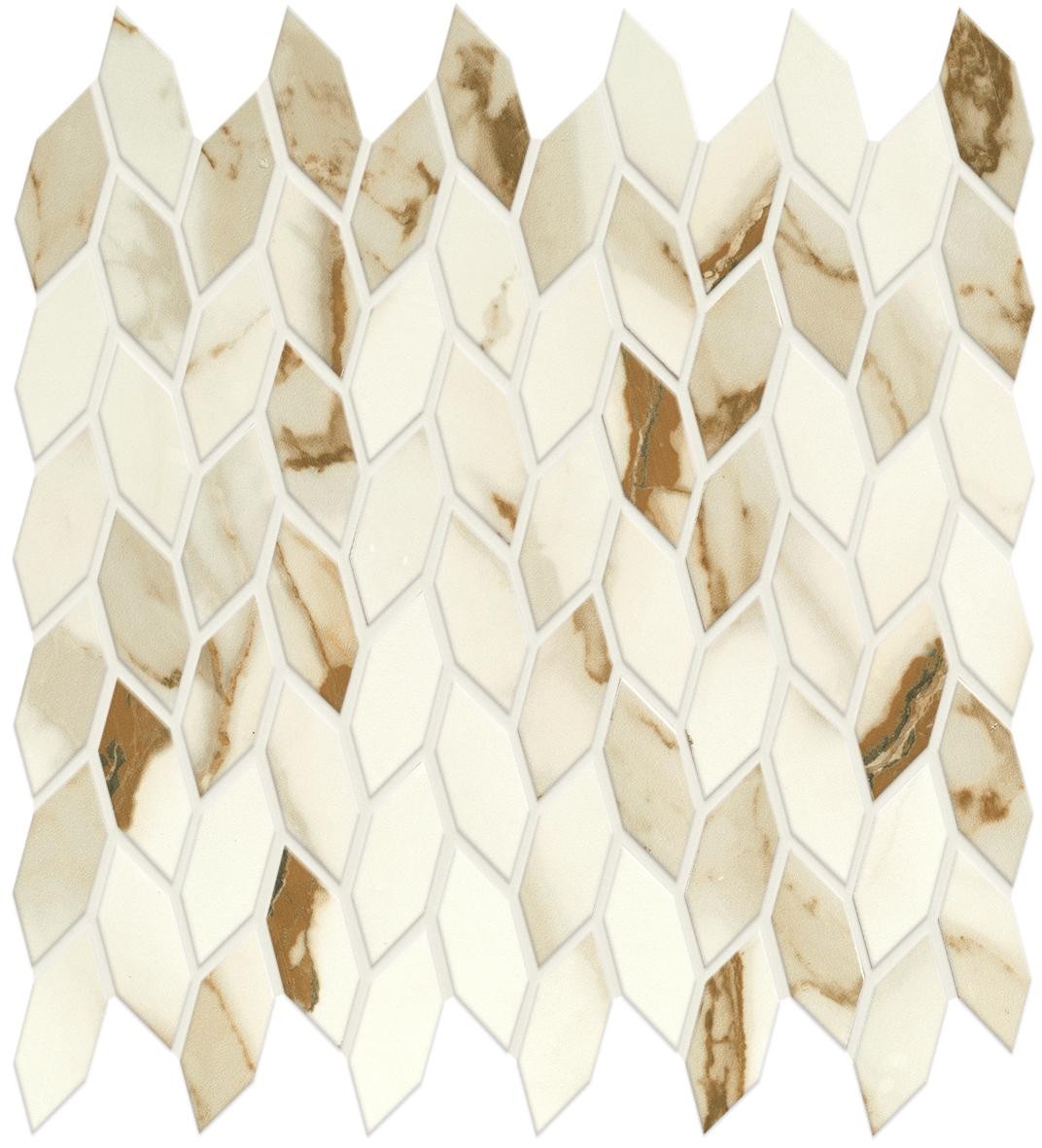 Mosaïque effet Marbre Blanc Calacatta Supreme Nav 30,5x30,5x0,85 cm Brillant Faventa - Mur intérieur