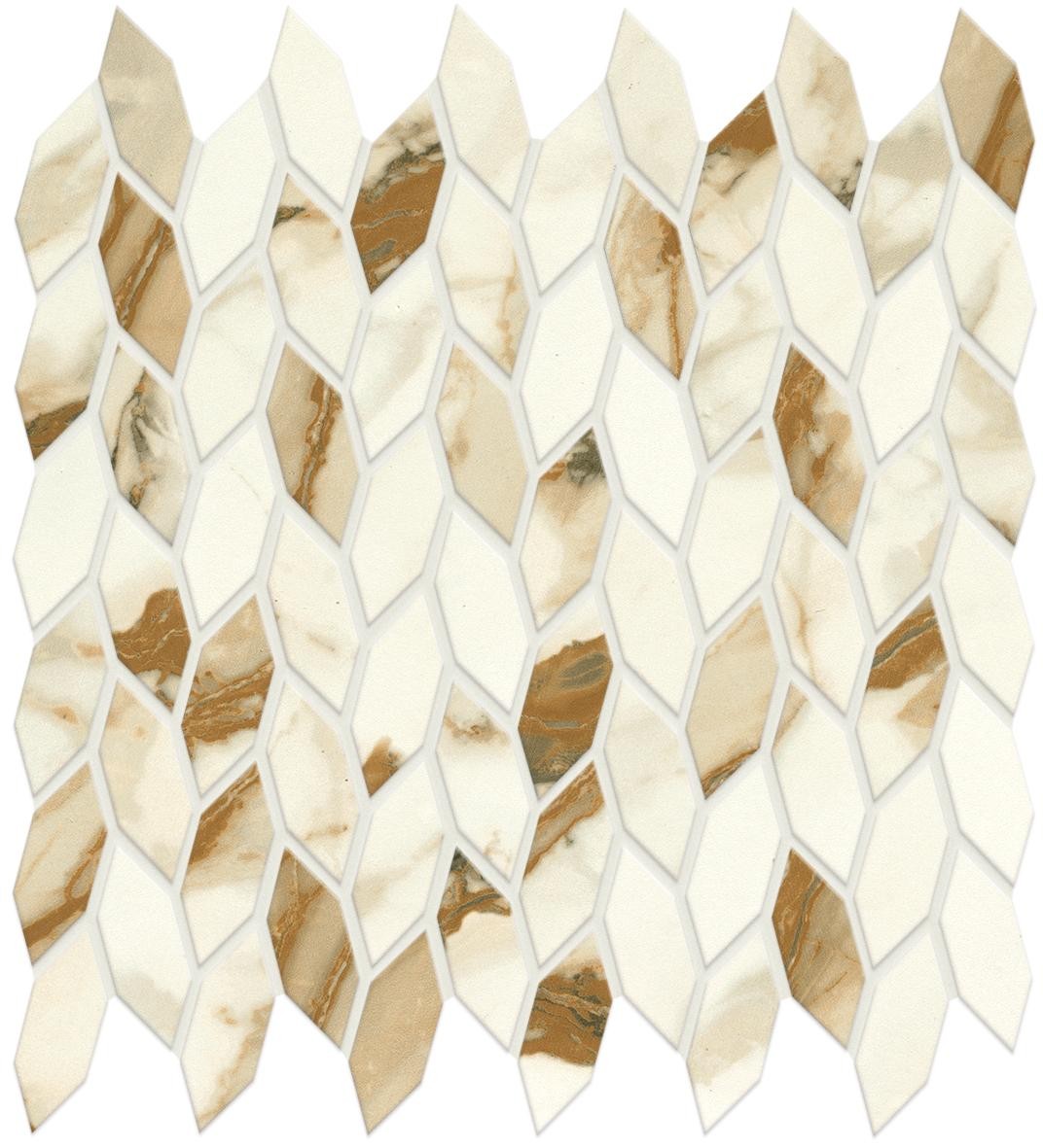 Mosaïque effet Marbre Blanc Calacatta Supreme Nav 30,5x30,5x0,85 cm Silk Faventa - Mur intérieur
