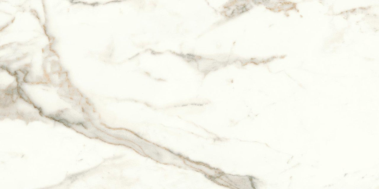 Carrelage effet Marbre Blanc Calacatta Prima 60x30x0,9 cm Silk Faventa - Sol et mur intérieur
