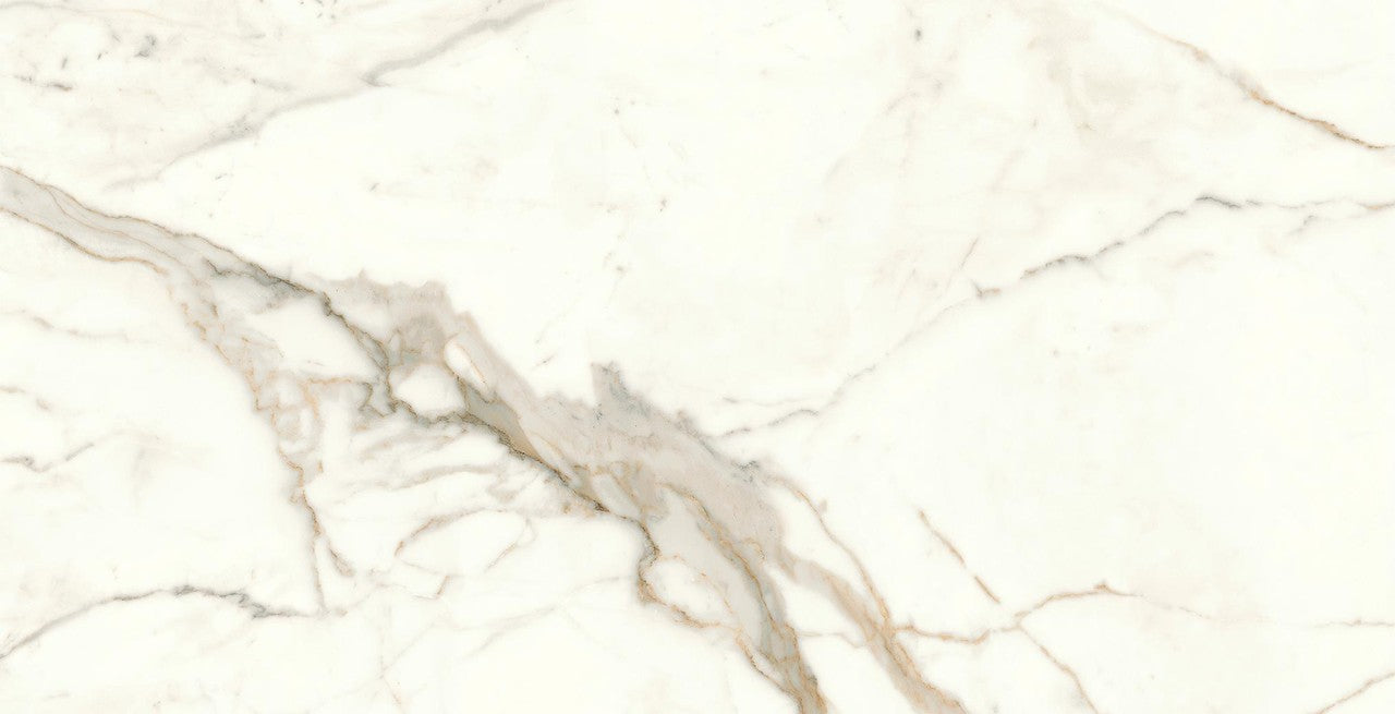 Carrelage effet Marbre Blanc Calacatta Prima 80x40x0,85 cm Brillant Faventa - Mur intérieur