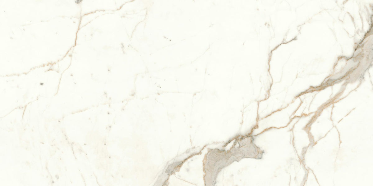 Carrelage effet Marbre Blanc Calacatta Prima 120x60x0,9 cm Brillant Faventa - Sol et mur intérieur
