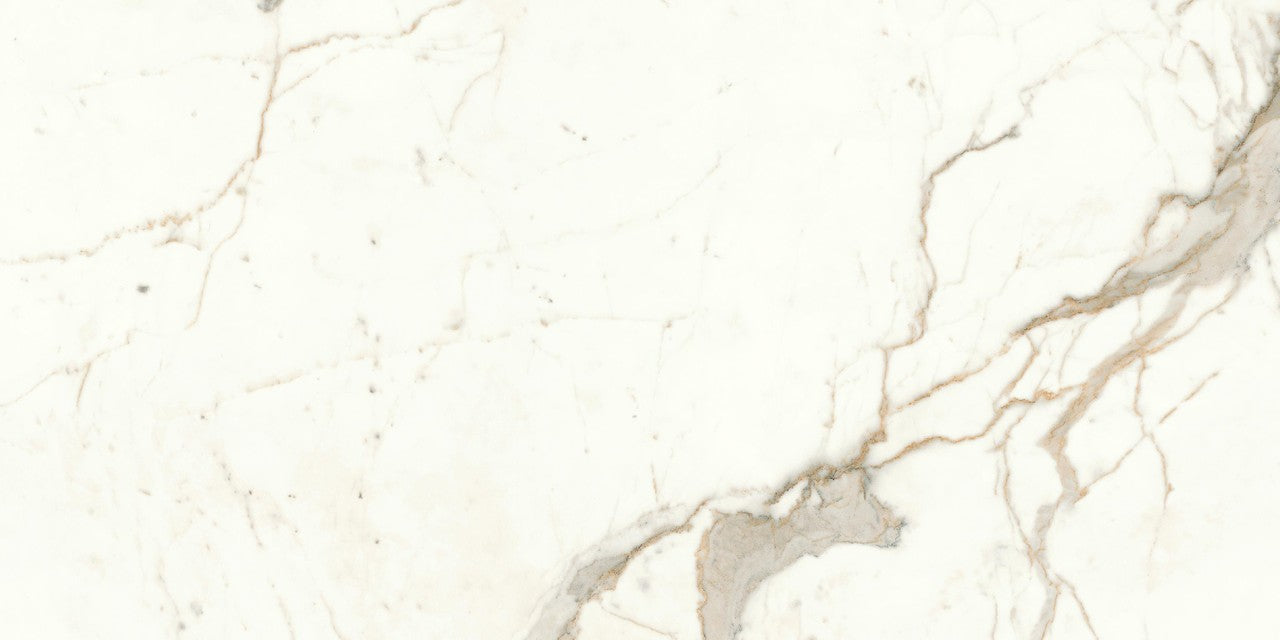 Carrelage effet Marbre Blanc Calacatta Prima 120x60x0,9 cm Brillant Faventa - Sol et mur intérieur