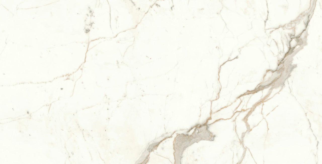Carrelage effet Marbre Blanc Calacatta Prima 150x75x0,9 cm Brillant Faventa - Sol et mur intérieur