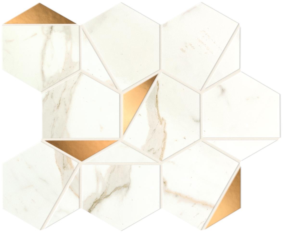Mosaïque effet Marbre Blanc Calacatta Prima Hexa 29x25,1x0,85 cm Brillant Faventa - Mur intérieur