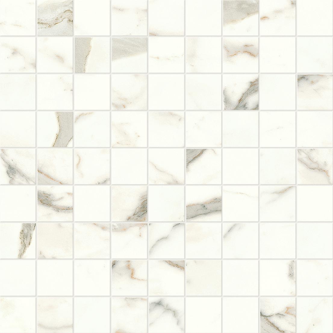 Mosaïque effet Marbre Blanc Calacatta Prima 3,1x3,1 cm Quadra 30x30x0,9 cm Mat Faventa - Sol et mur intérieur