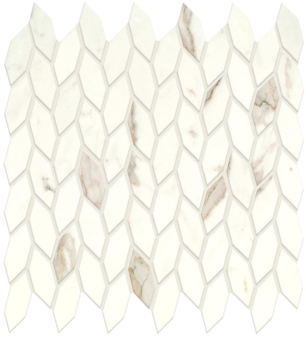 Mosaïque effet Marbre Blanc Calacatta Prima Nav 30,5x30,5x0,85 cm Brillant Faventa - Mur intérieur