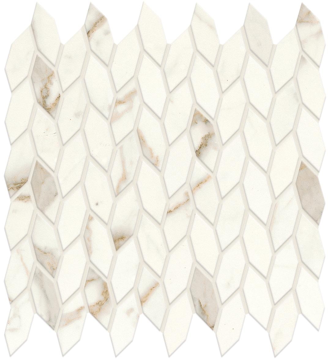Mosaïque effet Marbre Blanc Calacatta Prima Nav 30,5x30,5x0,85 cm Silk Faventa - Mur intérieur
