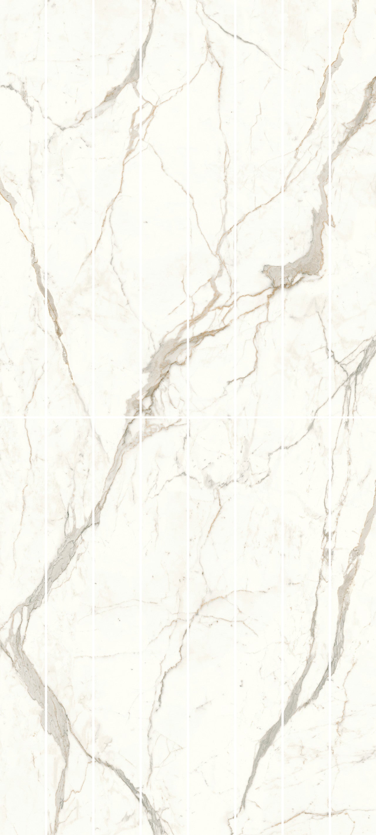 Carrelage effet Marbre Blanc Calacatta Prima Bookmatch A Slice 278x120x0,6 cm Brillant Faventa - Mur intérieur