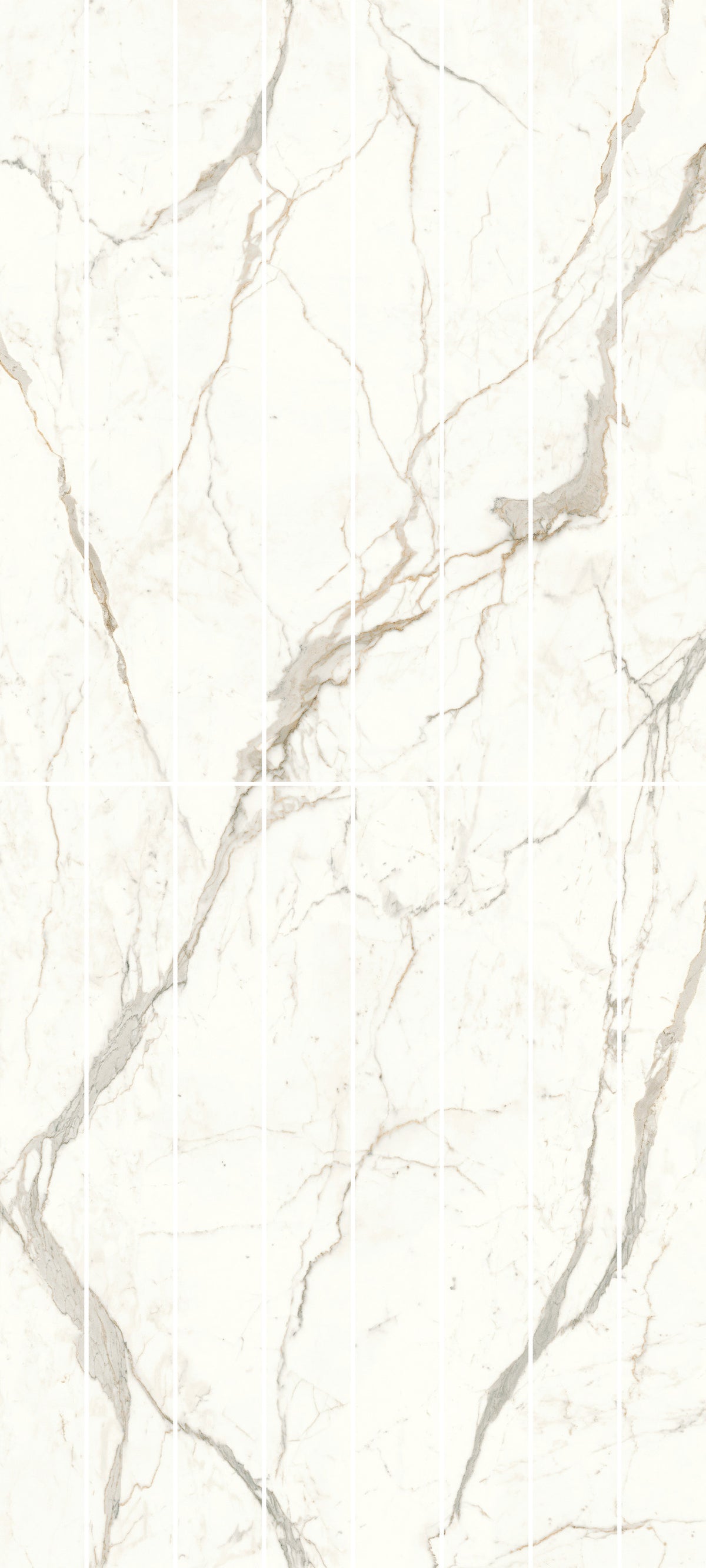 Carrelage effet Marbre Blanc Calacatta Prima Bookmatch A Slice 278x120x0,6 cm Brillant Faventa - Mur intérieur