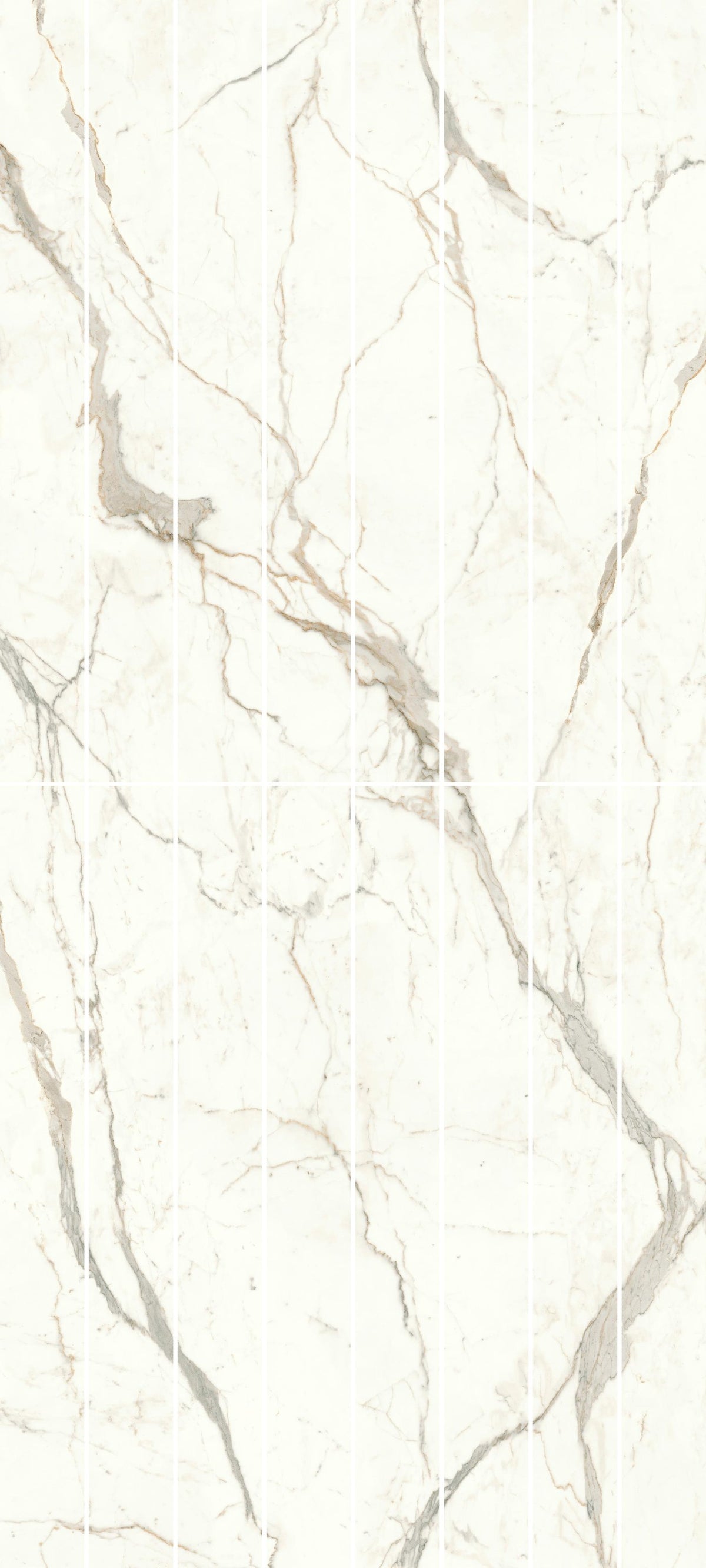 Carrelage effet Marbre Blanc Calacatta Prima Bookmatch B Slice 278x120x0,6 cm Brillant Faventa - Mur intérieur