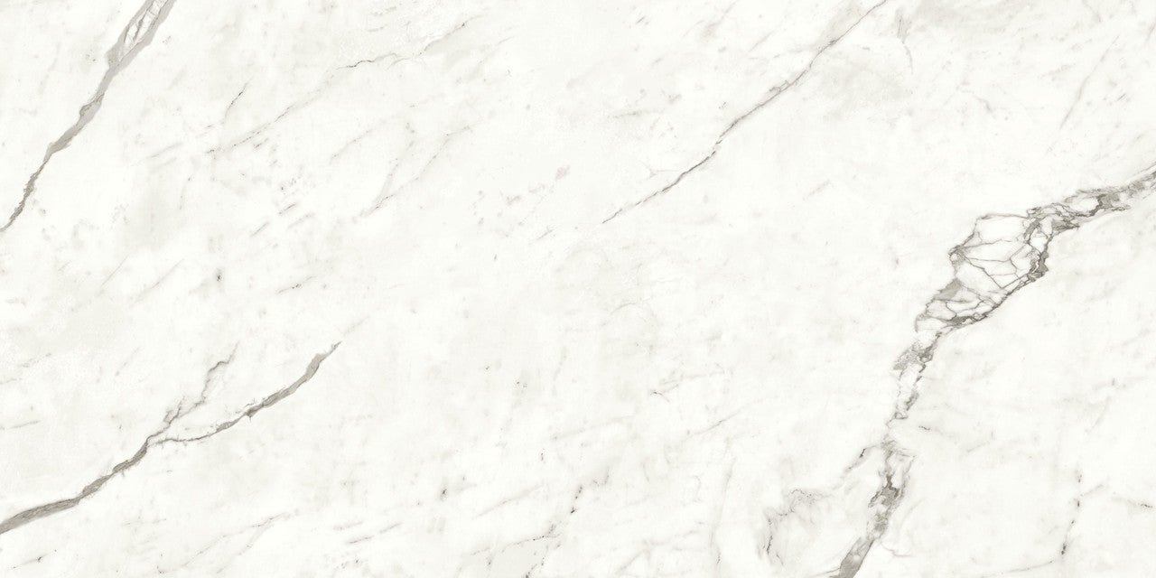 Carrelage effet Marbre Blanc Calacatta Majestic 240x120x0,9 cm Brillant Faventa - Mur intérieur