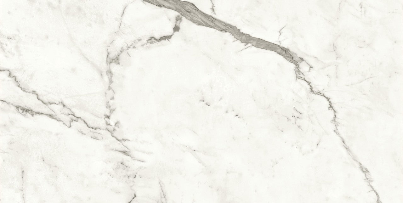 Carrelage effet Marbre Blanc Calacatta Majestic Bookmatch 150x75x0,9 cm Brillant Faventa - Sol et mur intérieur