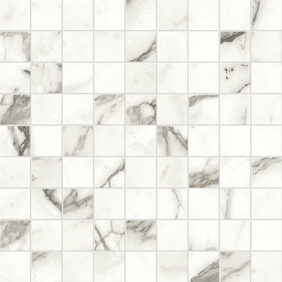 Mosaïque effet Marbre Blanc Calacatta Majestic 3,1x3,1 cm Quadra 30x30x0,9 cm Mat Faventa - Sol et mur intérieur