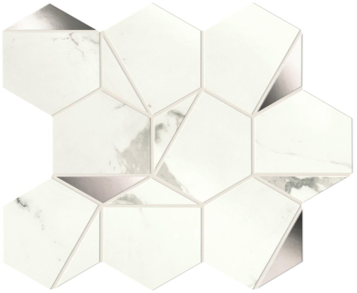Mosaïque effet Marbre Blanc Calacatta Majestic Hexa 29x25,1x0,85 cm Brillant Faventa - Mur intérieur