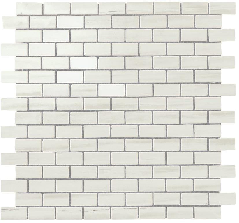 Mosaïque effet Marbre Bianco Dolomite 3,5x1,7 cm Rect 29,8x29,8x0,95 cm Brillant Marvillo - Sol et mur intérieur